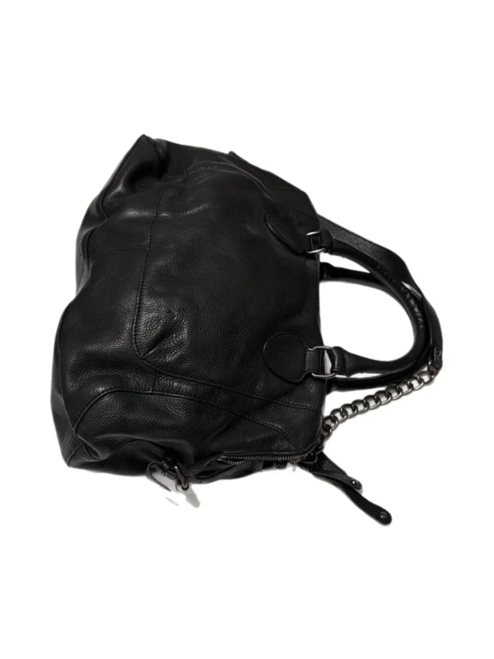 Audrey Brooke Bag Black Genuine Leather Satchel Purse Moto Rocker Grunge Gothic
